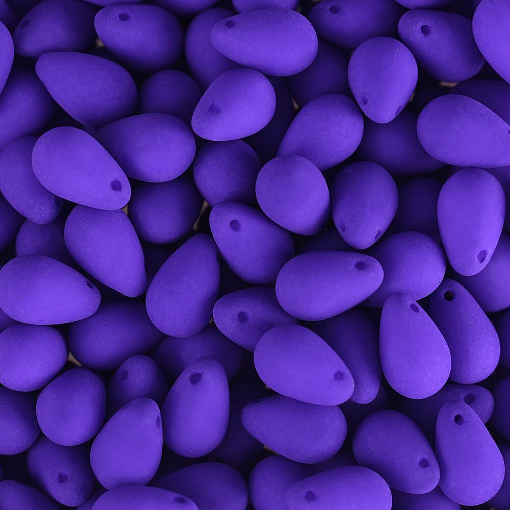 9199 Czech Glass Beads Drop Strand 6x9mm White Alabaster Velvet Violet